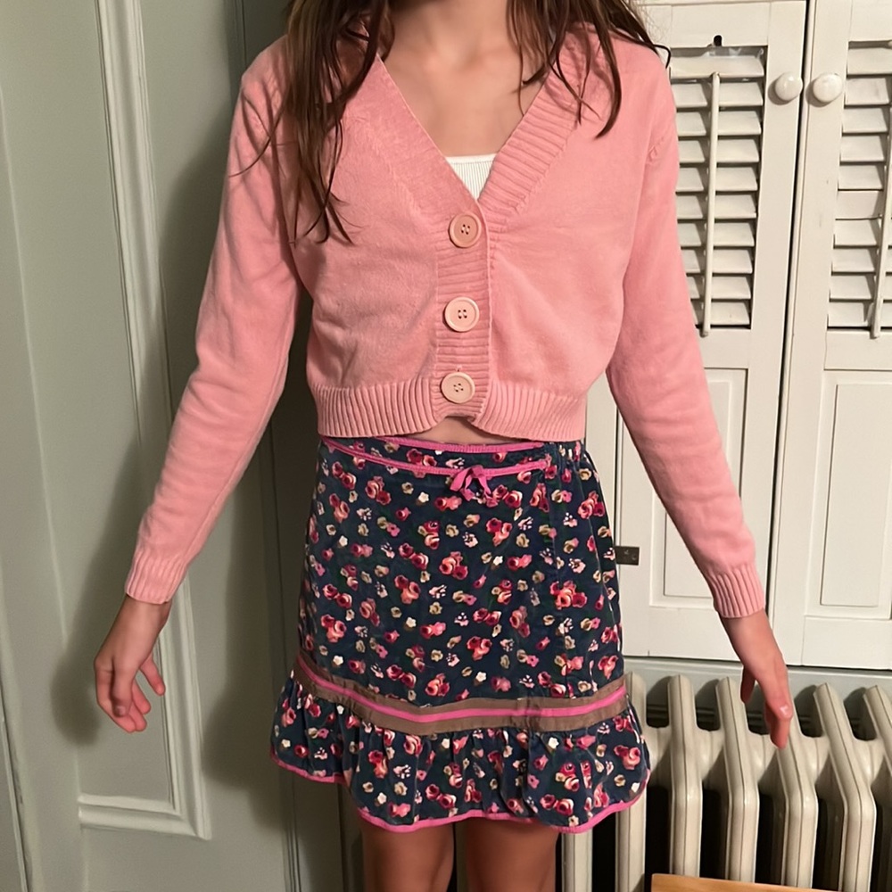 Vintage pink cropped knit cardigan